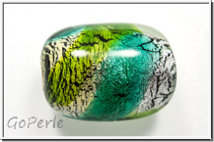 ital. Lampenperle, Tonne, 25x18mm, Gr�nt�ne, Silbereinzug, 1 Stk.