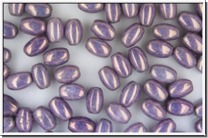 B�hm. Glasperle, Olive, 8x5mm, white, opaque, vega luster, 10 Stk.