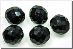 B�hm. Glasschliffperle, feuerpol., 12mm, hematite, met., 5 Stk.