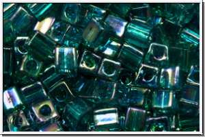 SB-03-2405r, MIYUKI Squares, 3mm, teal, trans., AB, 10g