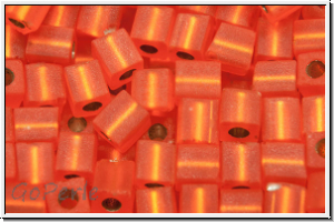 SB-03-0008f, MIYUKI Squares, 3mm, orange, trans., silver-ld., matte, 10g