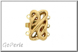 Federschlie�e "Fantasie", Metall, 23kt gold plated, goldfb., 2x3 �sen, 1 Stk.