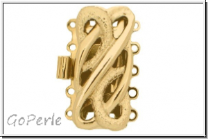 Federschlie�e "Fantasie", Metall, 23kt gold plated, goldfb., 2x5 �sen, 1 Stk.