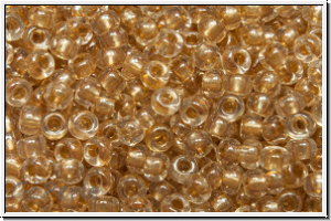 RR-11-0234, MIYUKI Rocailles, 11/0, crystal, trans., metallic gold-ld., 10g