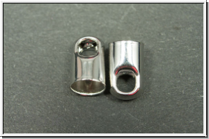 Endkappen "Rundes Ende", 8x5mm, silberfb., Messing, 2 Stk.
