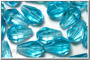 B�hm. Glasschliffperle, Tropfen, 10x7mm, aqua, trans., 10 Stk.