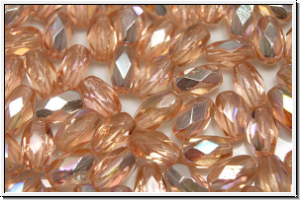 B�hm. Glasschliffperle, Olive, 6x4mm, rosaline, trans., AB, 25 Stk.