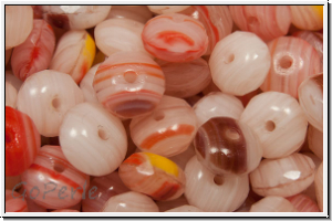 b�hm. Schliffperle, Donut, 4x6mm, Rot/Orange-T�ne, op., 20 Stk.