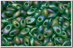 LMA-0146fr, MIYUKI Long Magatamas, 4x7mm, green, trans., matte, AB, 80 Stk.