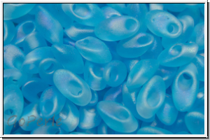 LMA-0148fr, MIYUKI Long Magatamas, 4x7mm, aqua, trans., matte, AB, 80 Stk.