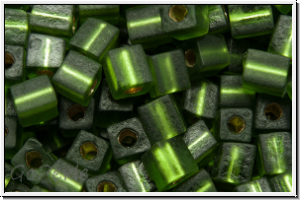 SB-03-0026f, MIYUKI Squares, 3mm, olivine, trans., silver-ld., matte, 10g