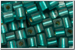SB-03-2425f, MIYUKI Squares, 3mm, teal, trans., silver-ld., matte, 10g