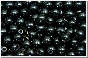 b�hm. Glasperle, rund, 4mm, black, op., 50 Stk.