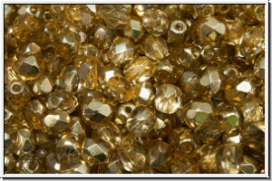 B�hm. Glasschliffperle, feuerpol., 4mm, crystal, trans., half apollo, lt. topaz, 50 Stk.