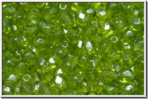 B�hm. Glasschliffperle, feuerpol., 4mm, olivine, trans., luster, 50 Stk.