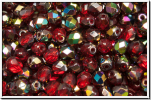 B�hm. Glasschliffperle, feuerpol., 4mm, siam, trans., half vitex, 50 Stk.