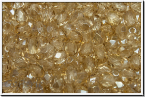B�hm. Glasschliffperle, feuerpol., 4mm, crystal, trans., honey luster, 50 Stk.