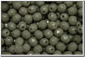 B�hm. Glasschliffperle, feuerpol., 4mm, grey, dk., op., 50 Stk.