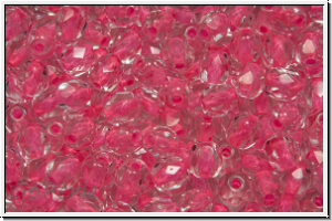 B�hm. Glasschliffperle, feuerpol., 4mm, crystal, trans., neon pink-ld., 50 Stk.