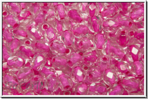 B�hm. Glasschliffperle, feuerpol., 4mm, crystal, trans., pink-ld., 50 Stk.