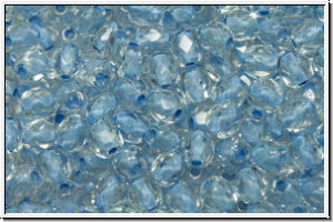 B�hm. Glasschliffperle, feuerpol., 4mm, crystal, trans., aqua-ld., 50 Stk.