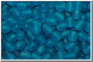 B�hm. Glasschliffperle, feuerpol., 4mm, capri blue, trans., matte, 50 Stk.