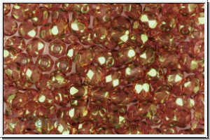 B�hm. Glasschliffperle, feuerpol., 4mm, crystal, trans., orange bronze luster, 50 Stk.