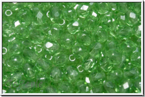 B�hm. Glasschliffperle, feuerpol., 4mm, peridot, lt., trans., luster, 50 Stk.
