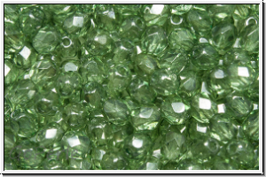 B�hm. Glasschliffperle, feuerpol., 4mm, crystal, trans., seafoam luster, 50 Stk.