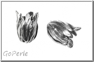 Perlenkappe "Blooming Tulip" TRINITY BRASS, 15x22mm, antikversilbert, Messing, 1 Stk.