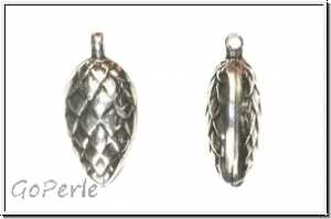 Anh�nger "Pinecone, 3D" TRINITY BRASS, 23x11x8mm, antikversilbert, Messing, 1 Stk.
