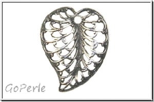Anh�nger "Filigree Leaf" TRINITY BRASS, 15x20mm, antikversilbert, Messing, 1 Stk.