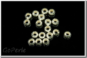 Silberperle "Kugel, gerillt", 3mm, silberfb., 925er Silber, 1 Stk.