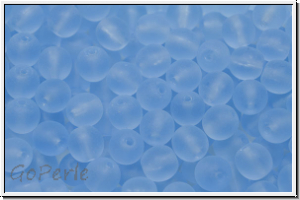 b�hm. Glasperle, rund, 6mm, sapphire, lt., trans., matte, 25 Stk.