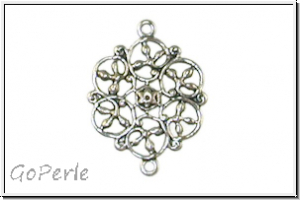 Anh�nger/Verbinder "Blume, filigran" TRINITY BRASS, Stamping, 19x13mm, antikversilbert, Messing, 1 Stk.