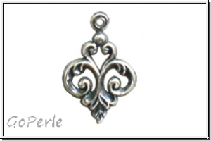 Anh�nger "Fancy Fleur" TRINITY BRASS, Stamping, 19x13mm, antikversilbert, Messing, 1 Stk.