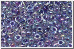 RR-08-0274, MIYUKI Rocailles, 08/0, crystal, trans., amethyst-ld., AB, 10g