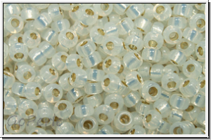 RR-11-0551, MIYUKI Rocailles, 11/0, white, opal, gilt-ld., 10g
