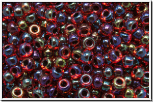 RR-11-0367, MIYUKI Rocailles, 11/0, ruby, trans., garnet-ld., AB, 10g