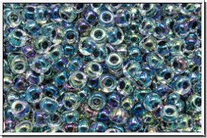 RR-11-0283, MIYUKI Rocailles, 11/0, crystal, trans., black-ld., AB, 10g