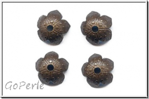 Perlenkappe "Bl�tenkelch gepunktet" TERRA VINTAGE, 8x5mm, antikmessingfb., Messing, 1 Stk.