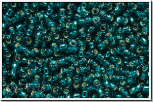 R-15-0027bd, TOHO Rocailles, 15/0, teal, trans., silver-ld., 5g