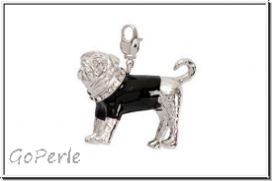 Rico Design Big Charms, "Mops mit Strass" schwarz/silber, 1 Stk.
