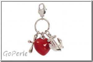 Rico Design Big Charms "Glaube, Liebe, Hoffnung", rot/silber