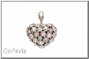 Rico Design Big Charms "Strass-Herz", silbern, 1 Stk.
