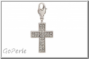 Rico Design Charms "Kreuz mit Strass", silber, 1 Stk.