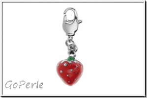 Rico Design Charm "Erdbeere" rot/gr�n, 1 Stk.
