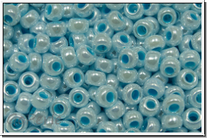 RR-08-0430, MIYUKI Rocailles, 08/0, white, ceylon, aqua-ld., 10g