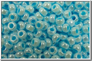 RR-11-0430, MIYUKI Rocailles, 11/0, white pearl, aqua-ld., 10g