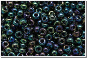 RR-11-0455, MIYUKI Rocailles, 11/0, blue/green, met., iris., 10g
